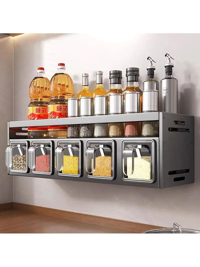 

Многофункциональный настенный органайзер для специй и кухонных принадлежностей для дома