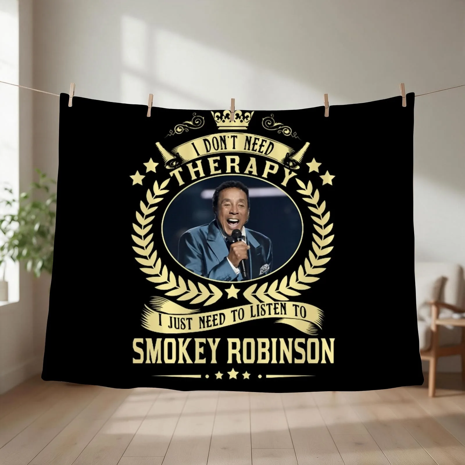 therapy Smokey music Robinson Round neck Woman Throw Blanket couch cozy soft plush fuzzy picnic outdoor blanket