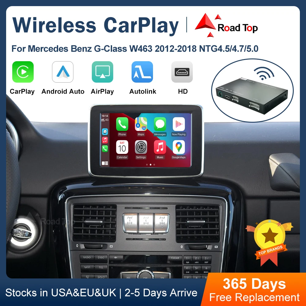 Road Top Wireless CarPlay for Mercedes Benz G-Class W463 2012-2018 with Android Auto Interface Mirror Link AirPlay Car Play