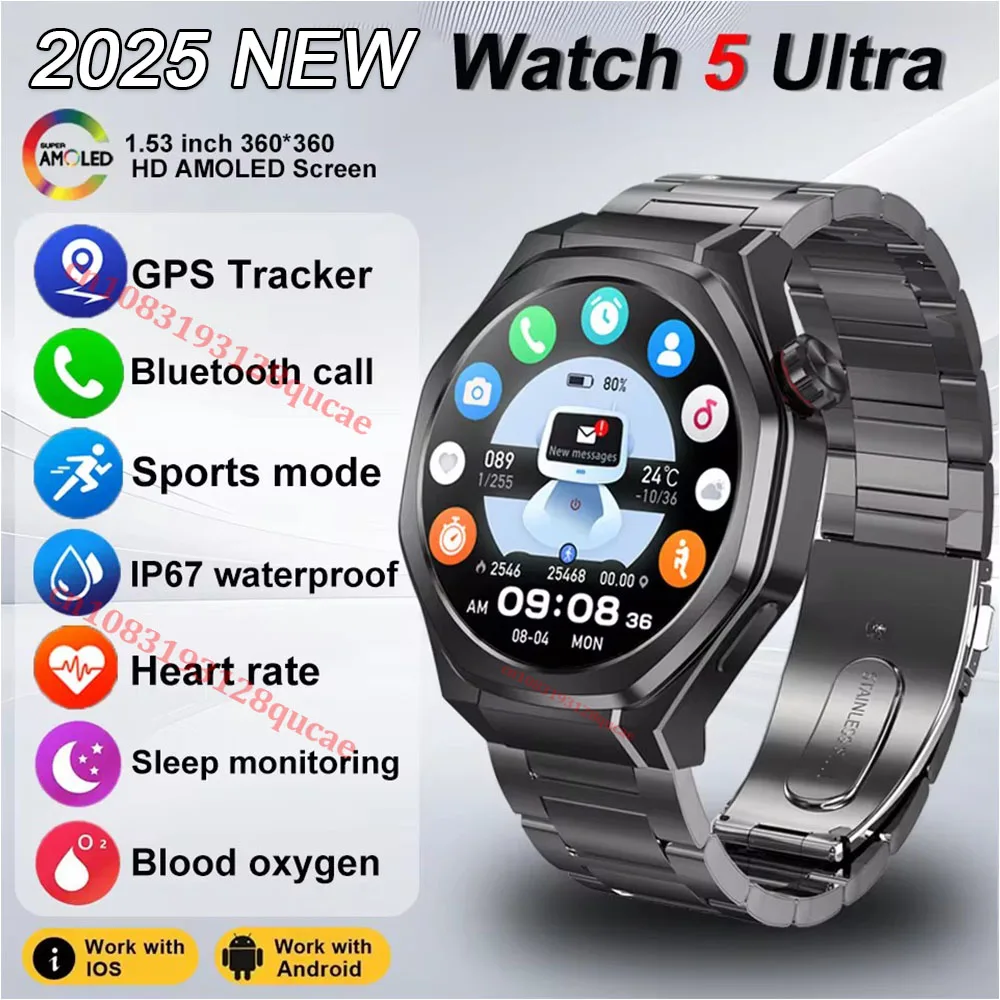 

Новые умные часы Watch5 Ultra, GPS-трек, компас, Bluetooth-вызов, IP68, водонепроницаемые, пульсометр, спортивные, здоровые, умные часы для мужчин и женщин