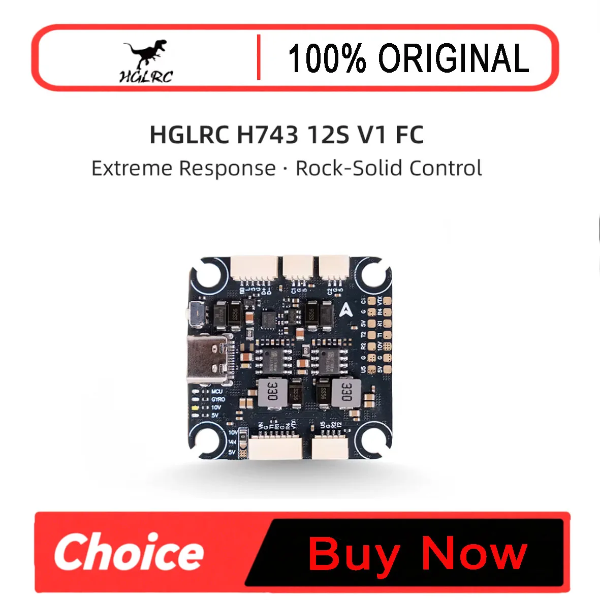 HGLRC H743 12S V1 Flight Controller STM32H743 ICM42688P 16MB Blackbox 8 Motor Outputs for 5-15 inch FPV Racing Drone