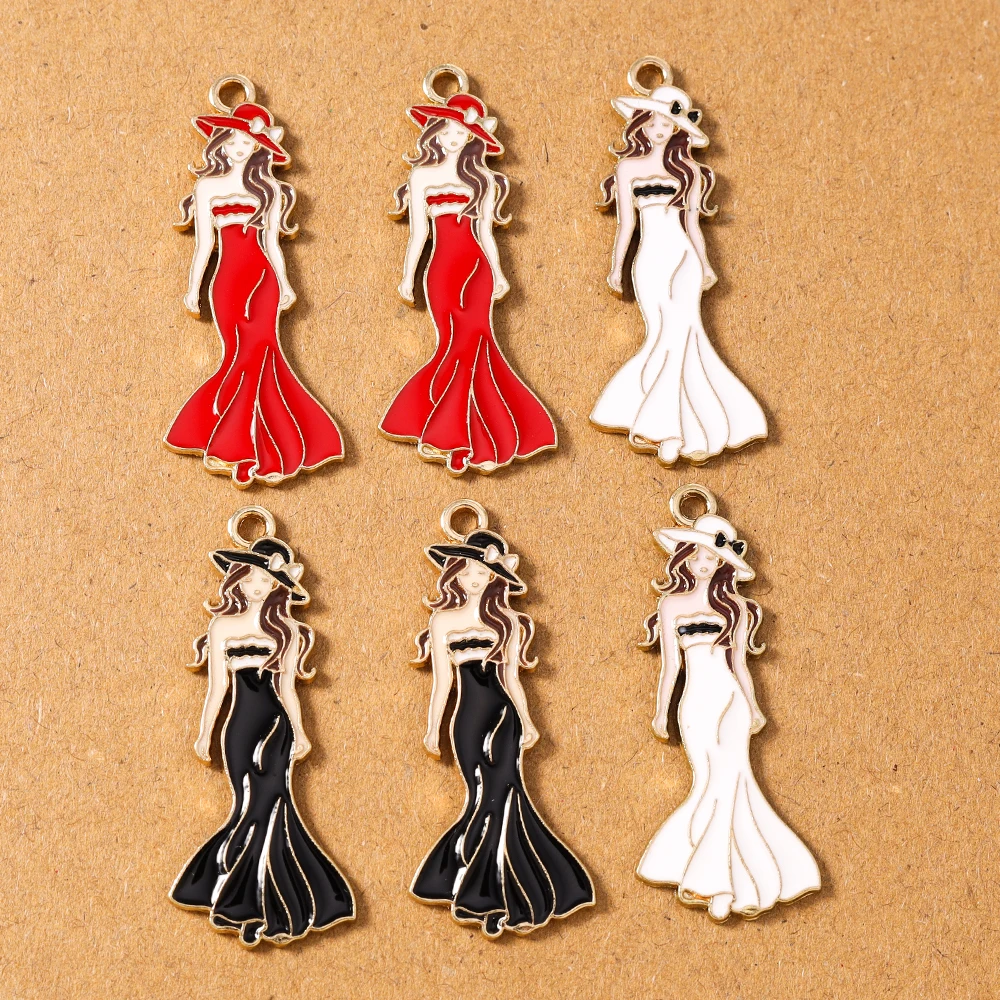 

10pcs Vogue Enamel Lady Dress Charms Pendants for Jewelry Making Necklace Earrings DIY Handmade Accessories Supplies