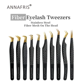 ANNAFRIS High-end Fiber Tip Lash Tweezers Stainless Steel Straight Head Curved Tip…