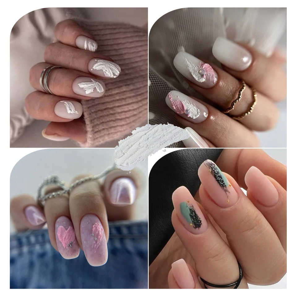 6 Colores de Gel de Escultura en Acrílico para Uñas, Barniz en Gel 3D en Relieve Arenoso, Remojable UV/LED, Gel de Arte de Uñas DIY en Relieve, Decoración 3