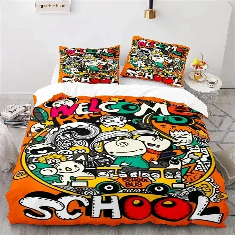 

Top Graffiti Hip Hop Modern Street Art Bedding Set Boys Girls Twin Queen Size Duvet Cover Pillowcase Bed For Kids Adult bedding