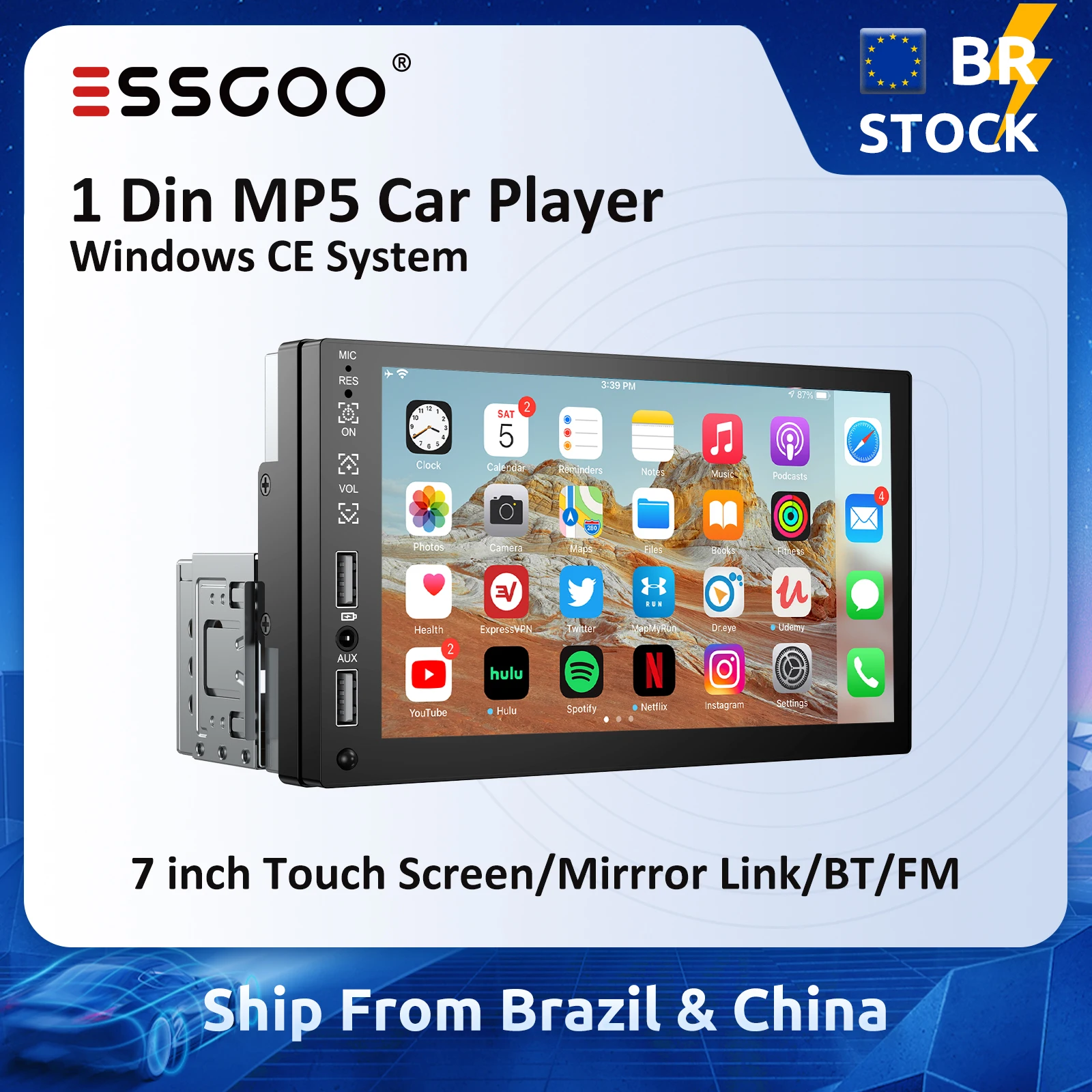 ESSGOO 7 inch Car Radio 1 Din MP5 Car Player Stereo Mirror Link Bluetooth 2 Din Automotive Central Multimedia Stereo Universal