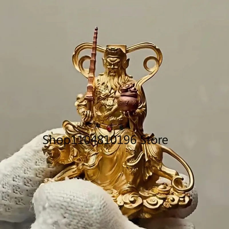 Zhao Gongming Wealth God Statue Black Tiger Metal Figurine Home Decor Gift