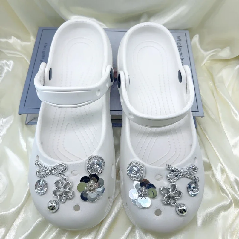 Luxury Pearl Chain Flower Ballet Clogs Accessories Summer 2026 Elegant Rhinestore DIY Shoes Charms Set Women Shoes Decorations