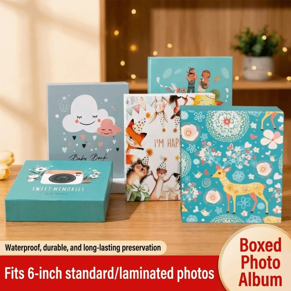 New 6 Inch 200 Pockets Photo Album Large Capacity Insert Pocket Slip-in Picture Albums Laminated Scrapbook Album Family Memory