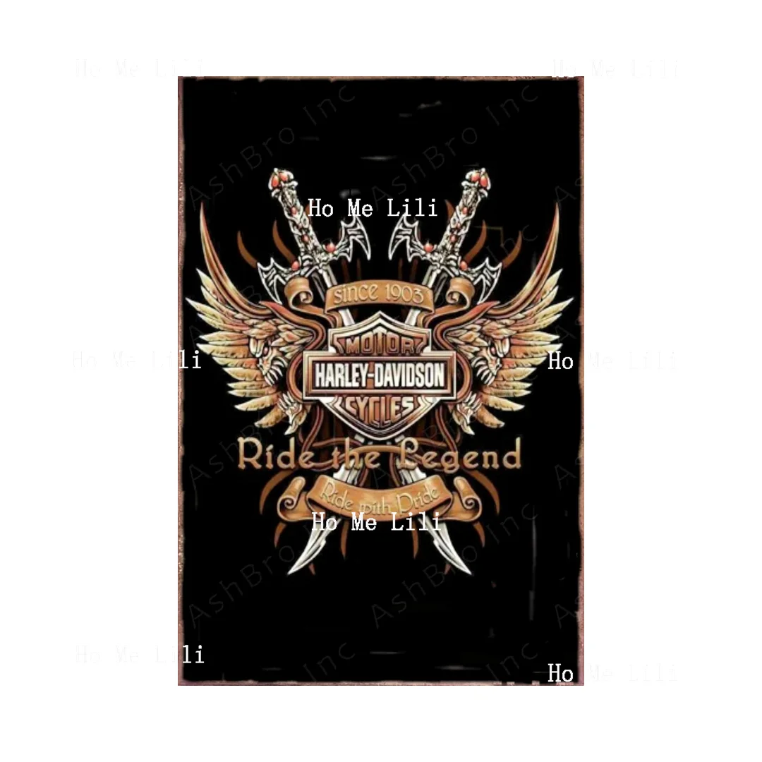 Ride The Legend Garage Decor Vintage Tin Sign Retro Garage Poster Bar Wall Sign Metal Decor