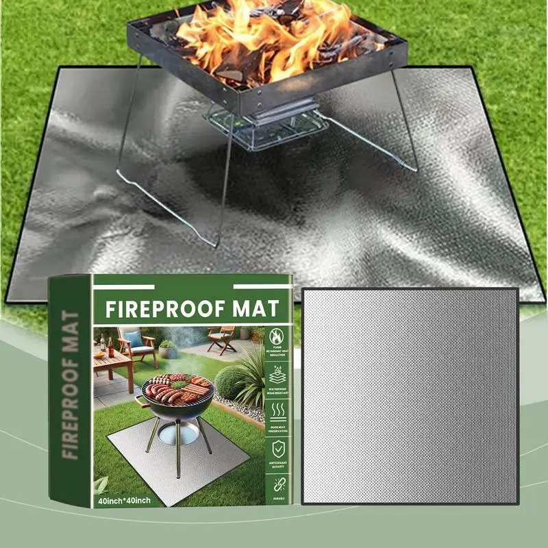 Grill Floor Mat Reusable Grill Mat BBQ Mat for Under BBQ Waterproof Oil-Proof Grill Floor Pads for Camping Garden