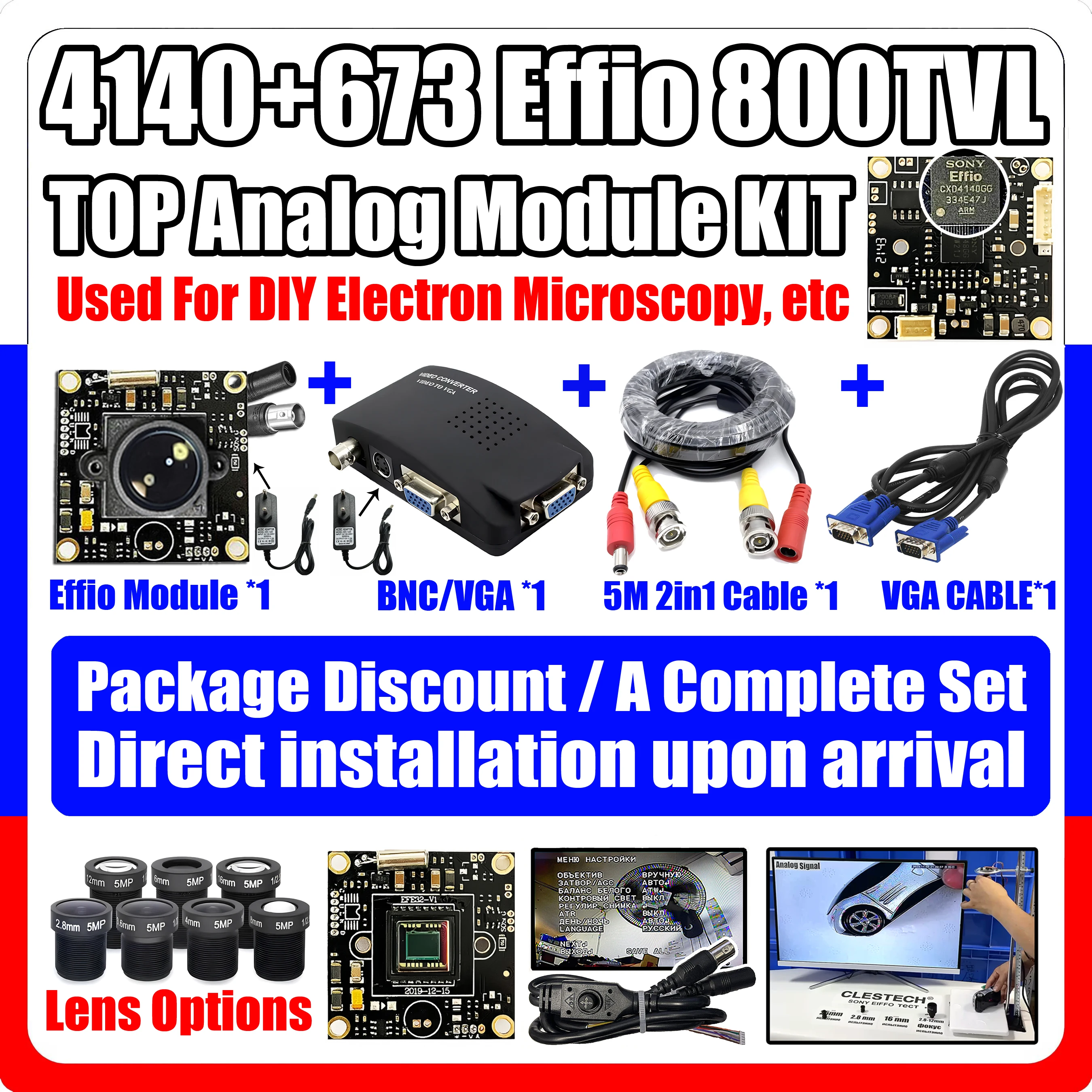 

Complete Set KIT 0.001Lux 4140+673 Analog TOP Camera Module Real 800TVL Sony CCD Effio HD Chip Circuit Board SelfMade Microscope