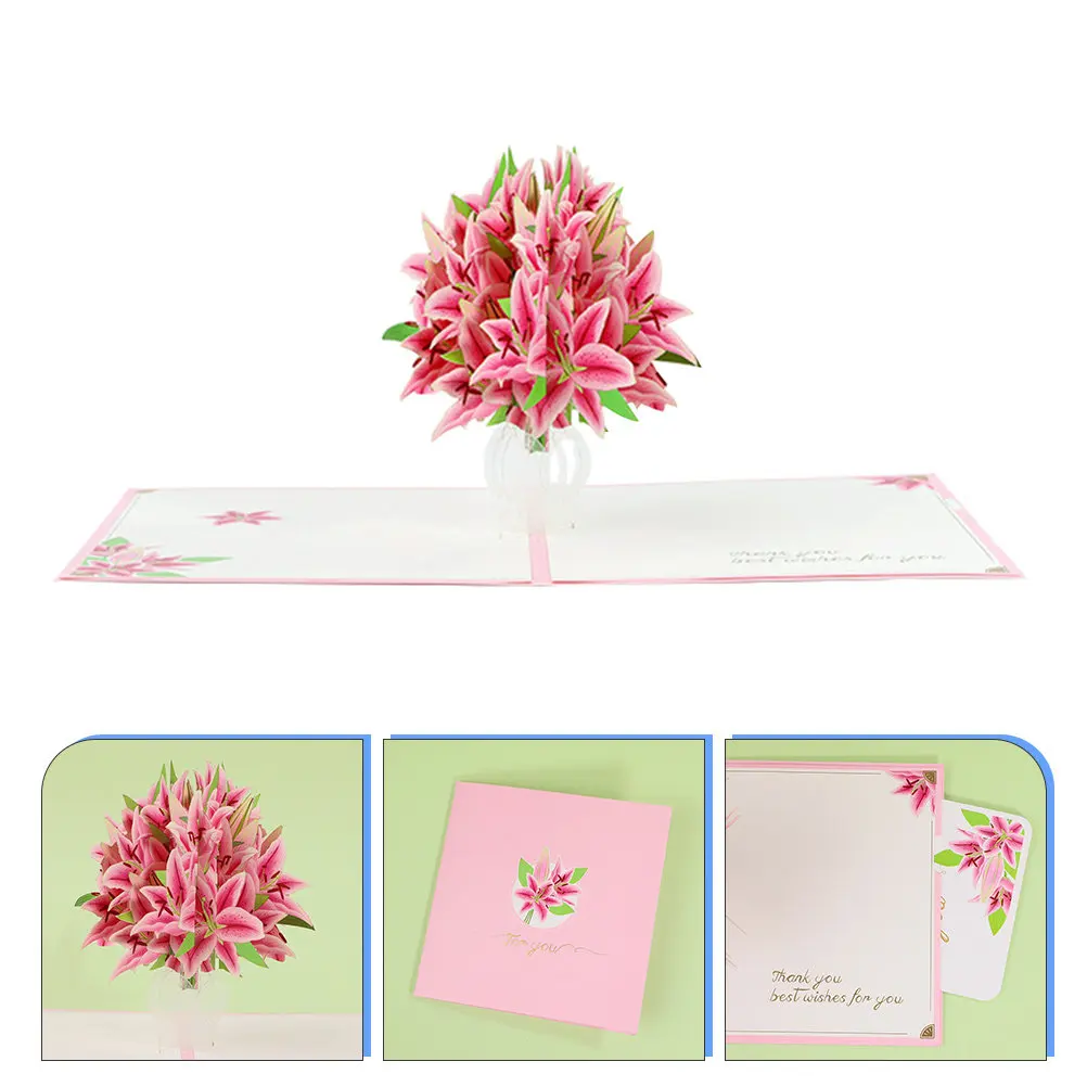 

3D открытка-сюрприз с цветком лилии, изысканный дизайн, цветочная открытка ко Дню матери, подарок для мамы, открытки-сюрпризы с цветами