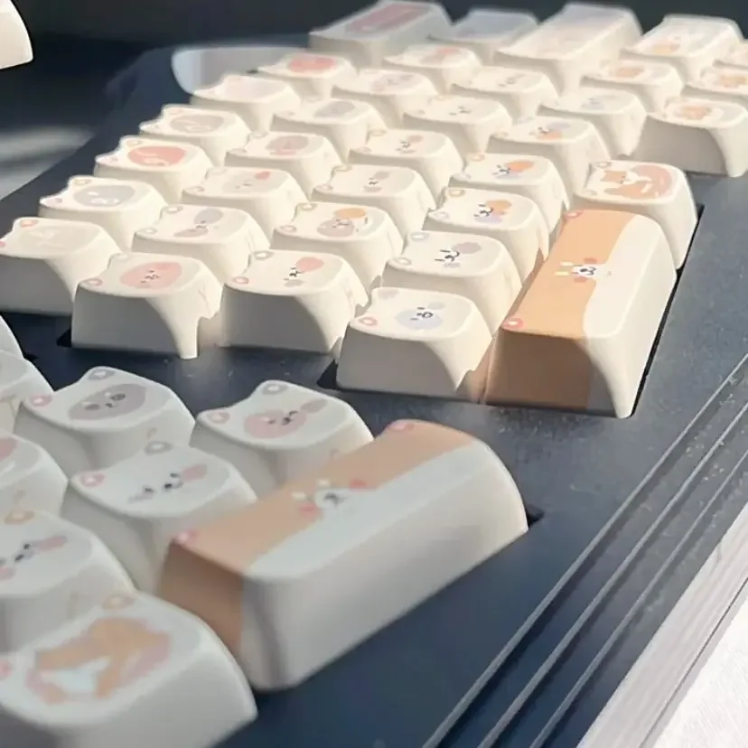 personalizado bonito gato e cao keycaps quadrado keycaps sublimacao termica teclado mecanico alice novo presente 142 chaves 01