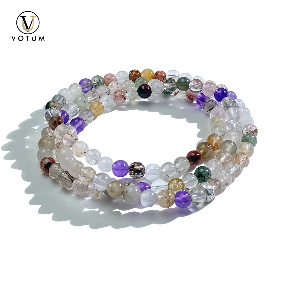 

Votum натуральный аметист красный зеленый золотой рутиловый кварцевый кристалл браслет из бисера для женщин девушка подарок энергетические целебные украшения