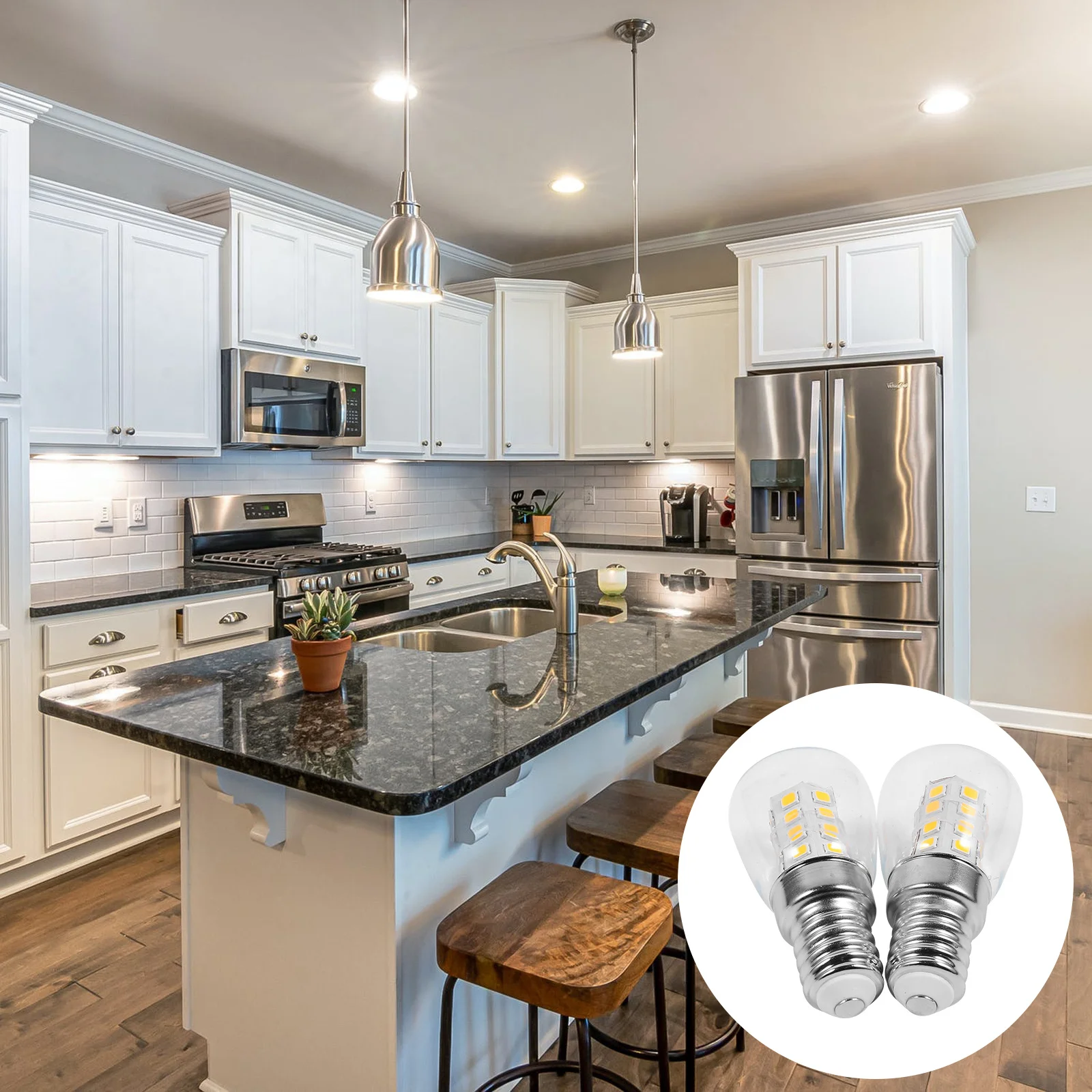 Conjunto de lâmpadas led e14, 2 peças, base branca quente para geladeira, máquina de costura, substituição, lâmpada de iluminação doméstica, economia de energia, cerâmica