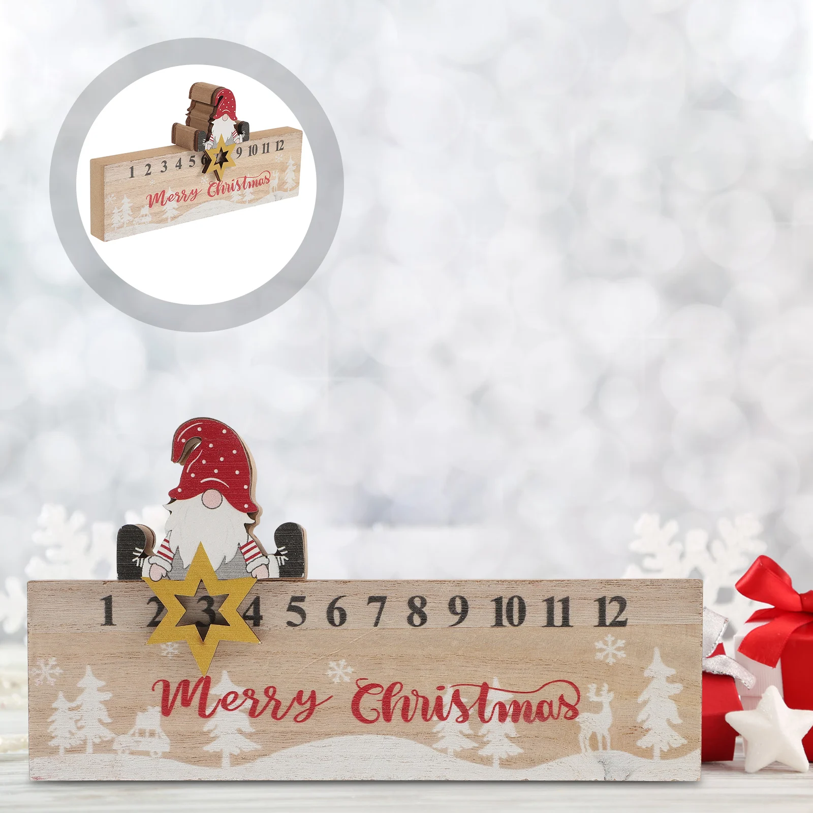 

Simple Santa Claus Ornament Christmas Wall Decor Wooden Holiday Countdown Calendar