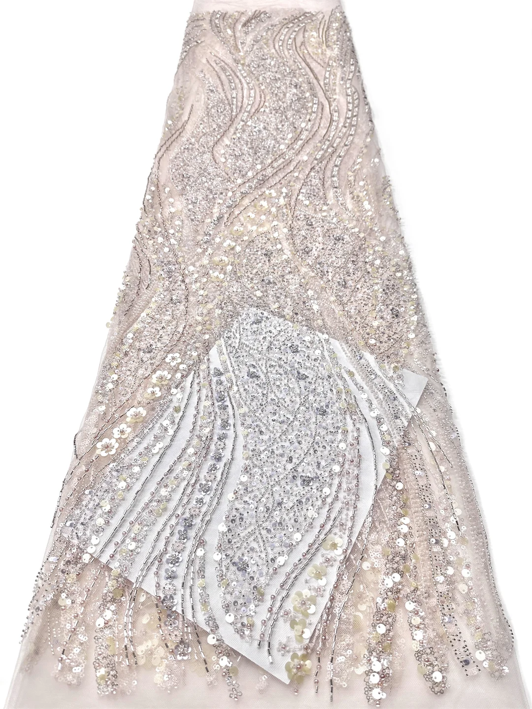 

Luxury Evening Dresses 2026 High Quality Embroidery French Lace Fabric African Sequins Beaded Tulle Lace Fabric For Sewing