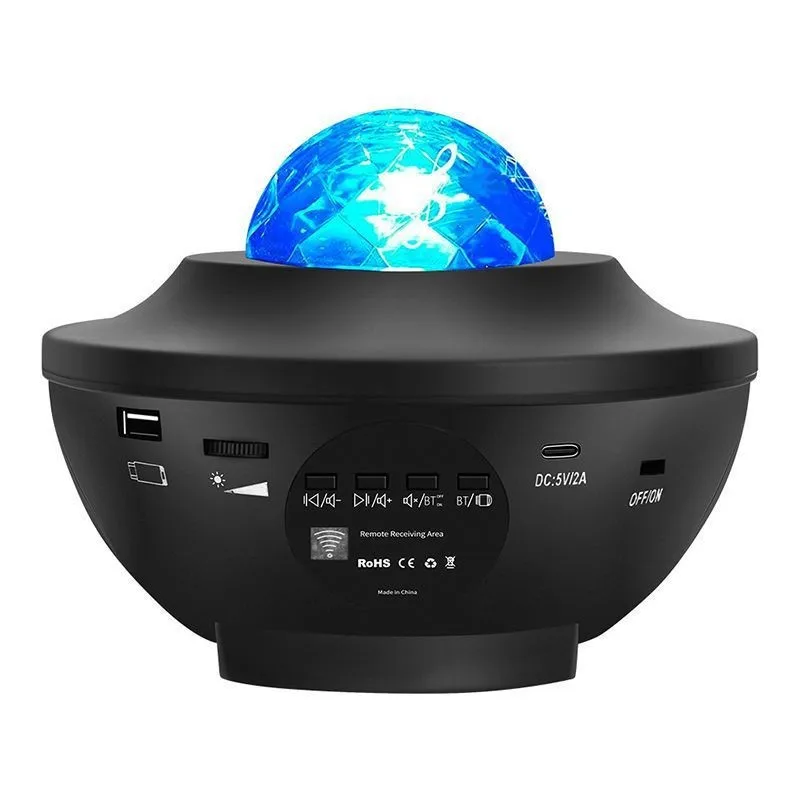 New Sky-high star laser projector lamp atmosphere lamp Bluetooth music USB flame bowl-shaped water lamp night light