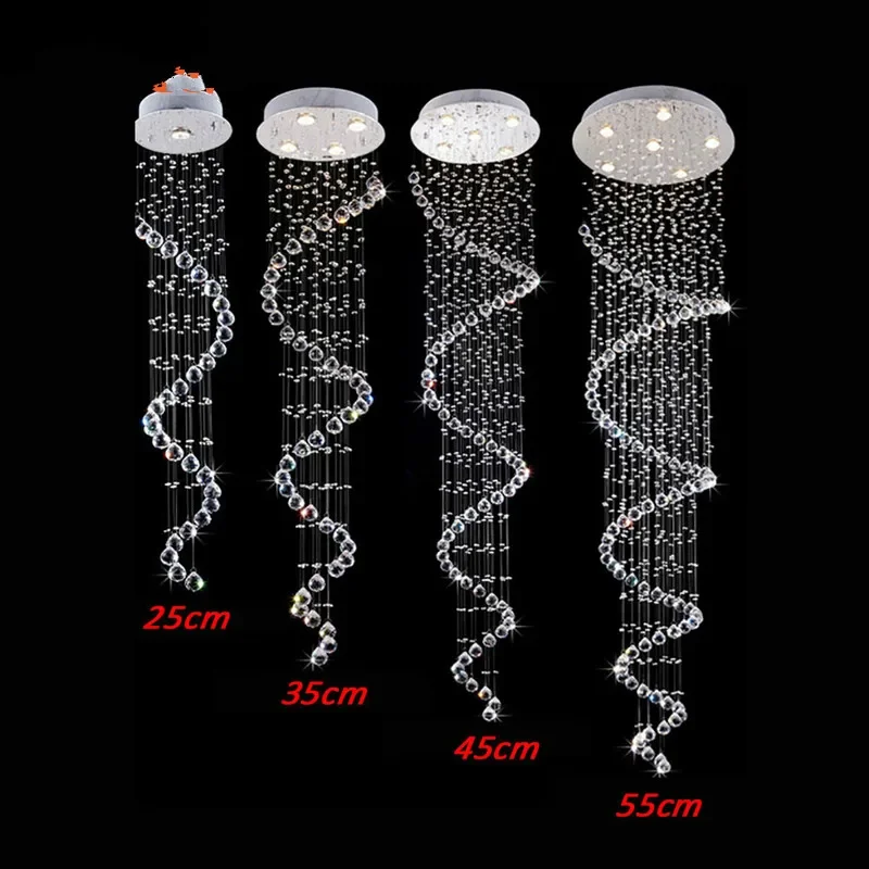 Modern Luster Crystal Chandeliers Lighting Fitting Double Staircase LED Pendant Lamp For Foyer Dining Room Restaurant Decoration