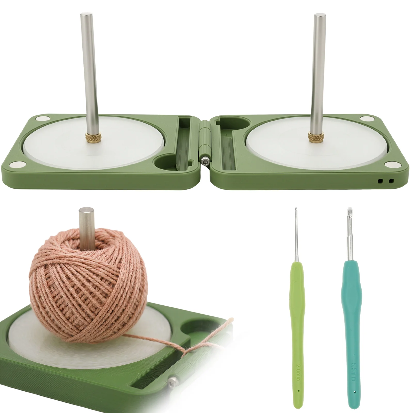 Portable Yarn Holder Crocheting Knitting Foldable Yarn Winder Spinner Box Anti-Tangle Yarn Holder Travel Yarn Crochet Accessory