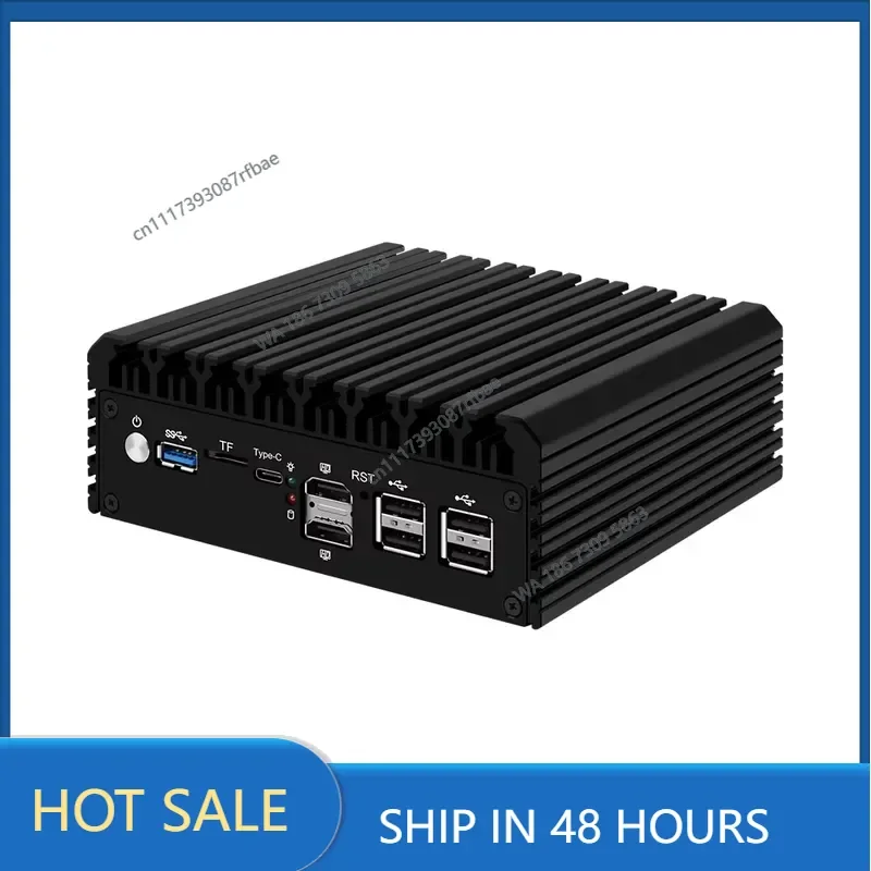 Fanless Industrial Mini PC Firewall Router X86 Hardware for Mikrotik N150 DDR5 NVMe SSD 6x2.5G Ethernet
