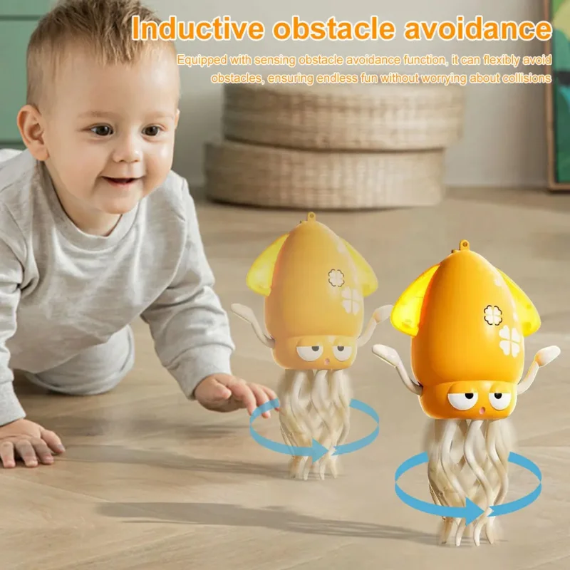 Oktopus-Spielzeug für Kinder, automatische Hindernisvermeidung, Oktopus-Spielzeug, elektronisches bewegliches pädagogisches Oktopus-Spielzeug für Jungen und Mädchen