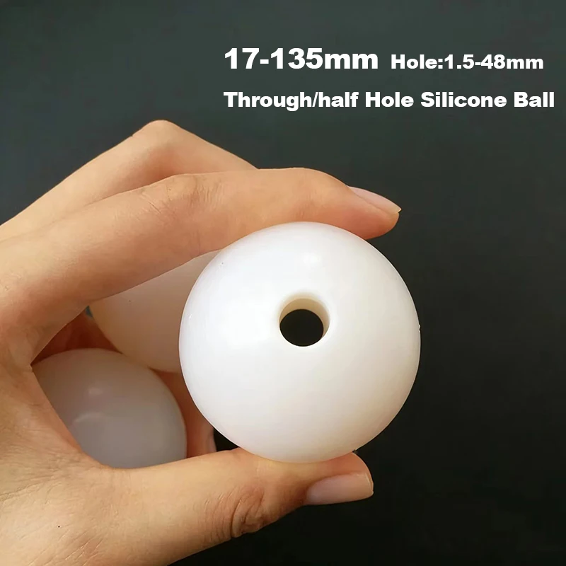 17-135mm Through/half Hole Silicone Ball White Elasticity for High Temperature Industrial with Perforated Vibrating Screen Ball
