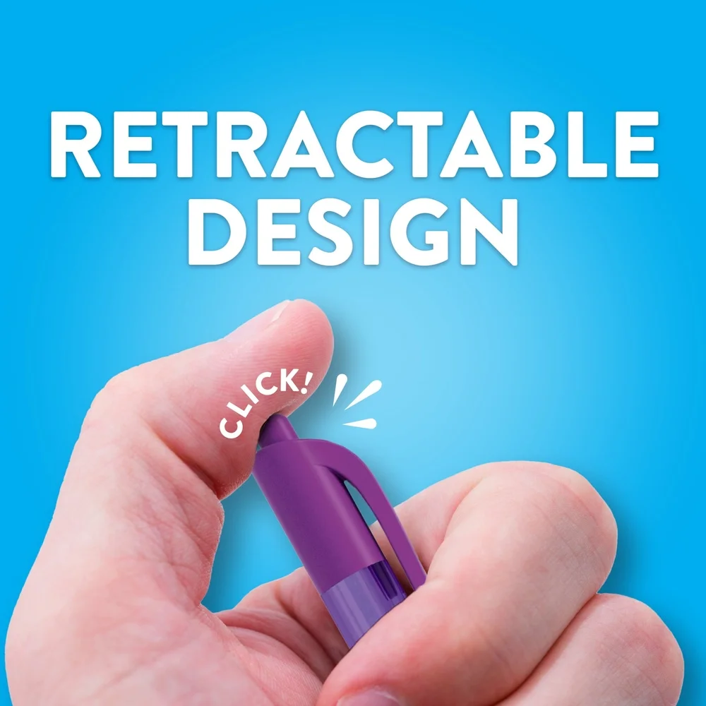 Penne a sfera retrattili Sistema di scrittura liscia con inchiostro rosso medio da 1 mm Confezione da 12 forniture per ufficio per aula con punta conica