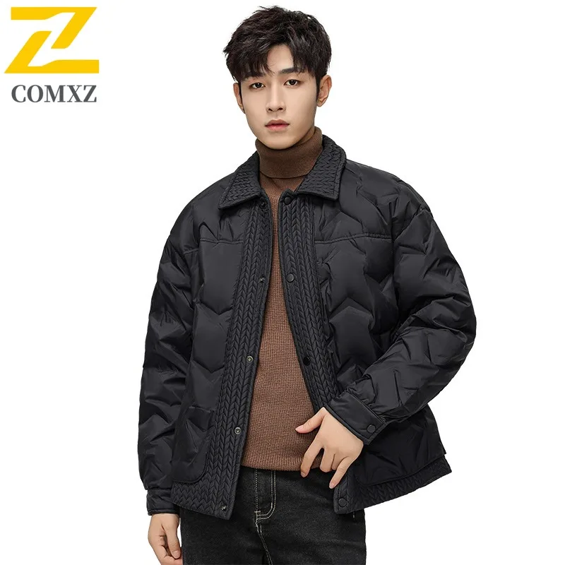 COMXZ Cotton Padded Jacket Versatile Loose Casual Lightweight Travel Padding Coat Snowy Minimalist Padded Jacket Men's Clothing