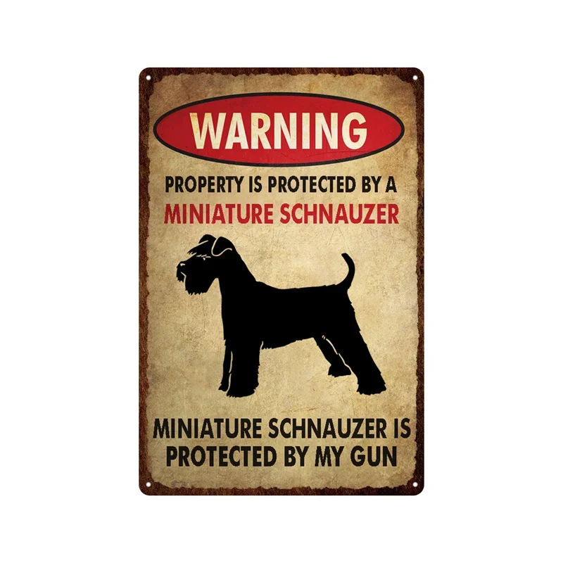 Vintage Protection Dogs Caution Warning Metal Plate Painting Iron Tin Sign Wall Art Picture For Pet Shops Living Room Home Decor