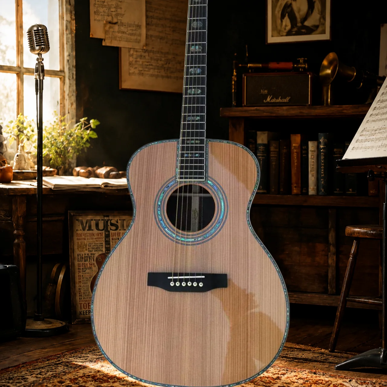 OM45 Acoustic Guitar Red Pine Top 6 Strings with Bone Nut Shipped From Local Warehouse
