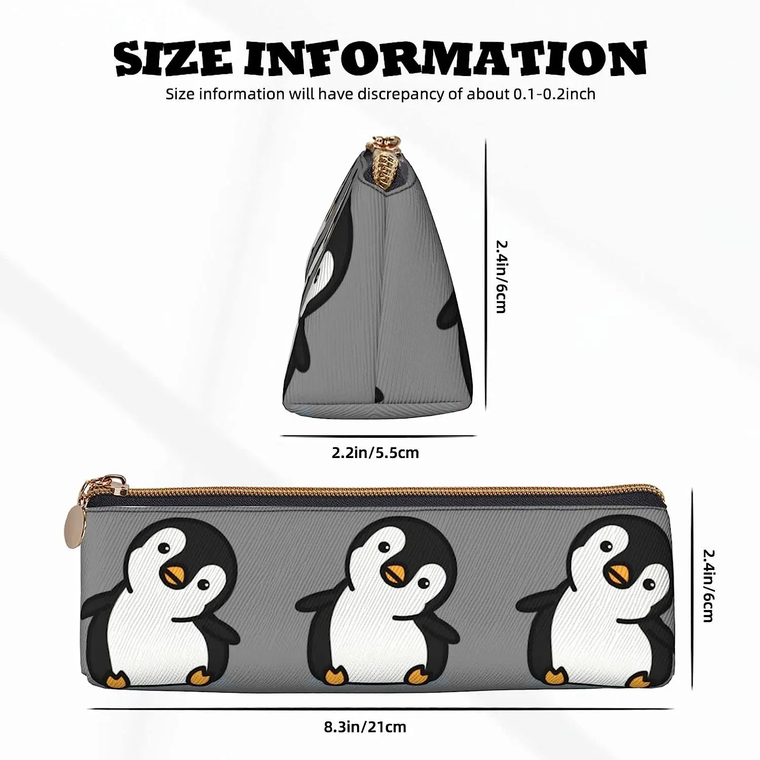 Cute And Funny Penguin Pattern Triangle Small Pencil Case Pencil Pouch Portable Pen Bag Leather Pen Pouch