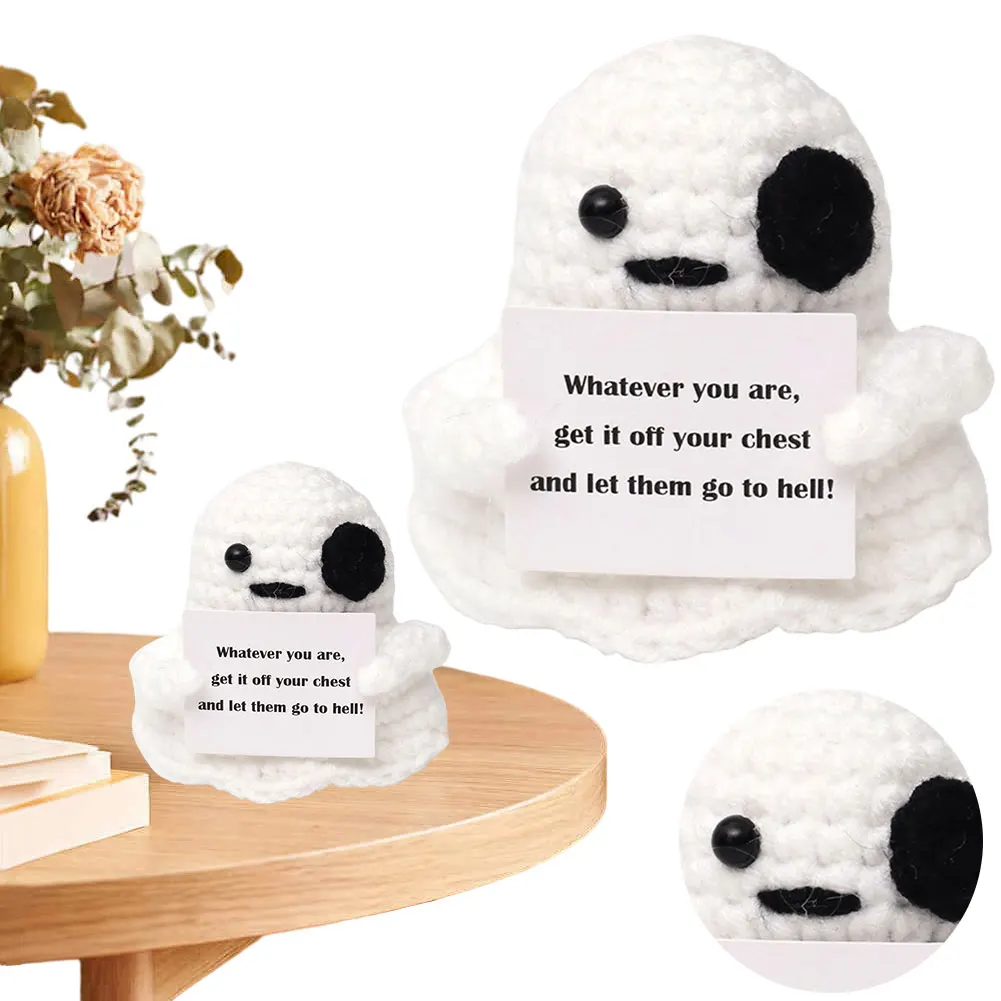 Support Émotionnel au Crochet avec Carte d'Affirmation Positive, Cadeau en Peluche, Poupées Ogo Créatives, Cadeaux pour Femmes et Hommes