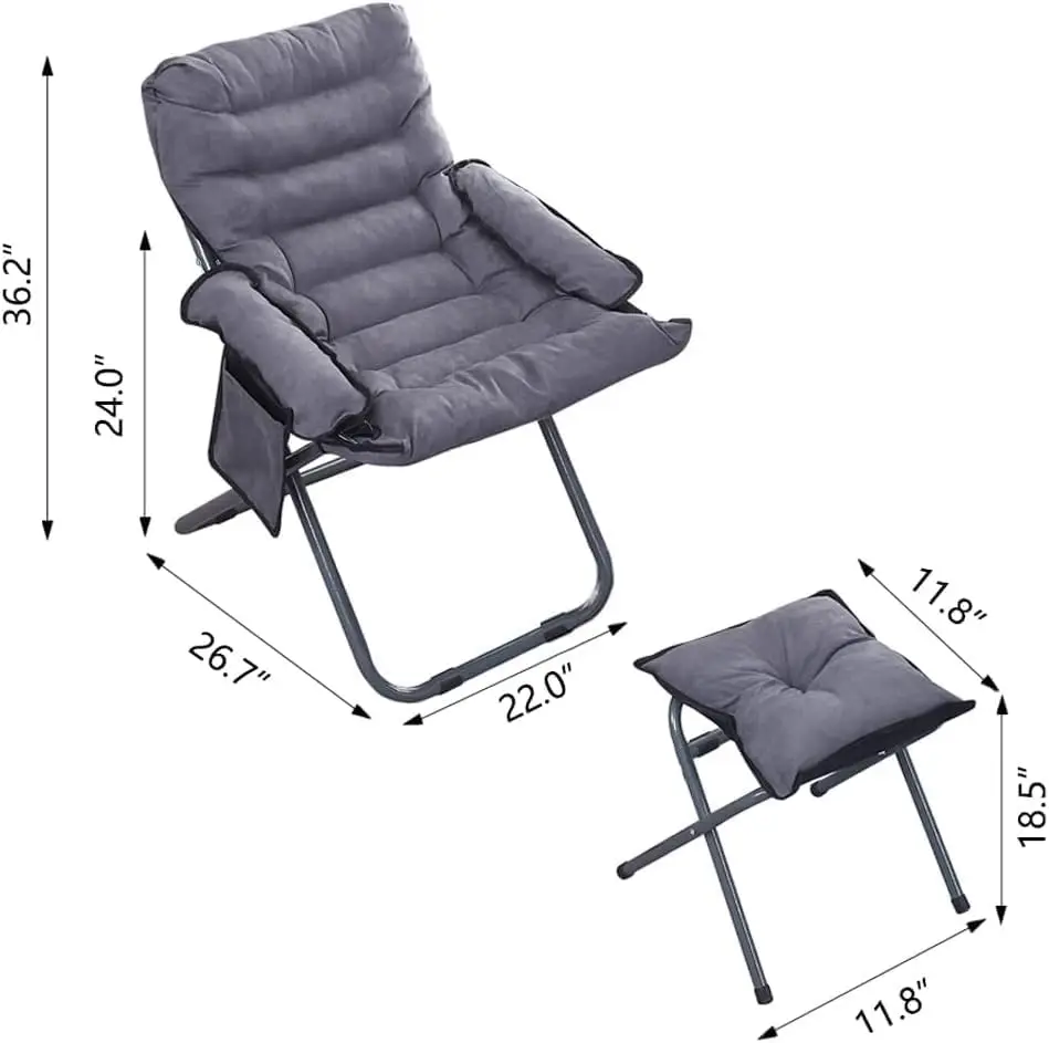 Lazy Chair With Ottoman, Adjustable Lazy Chaise Aluminum Lounge Reclining Armchair Sofa, Comfy Reclining Chair For Living Room,