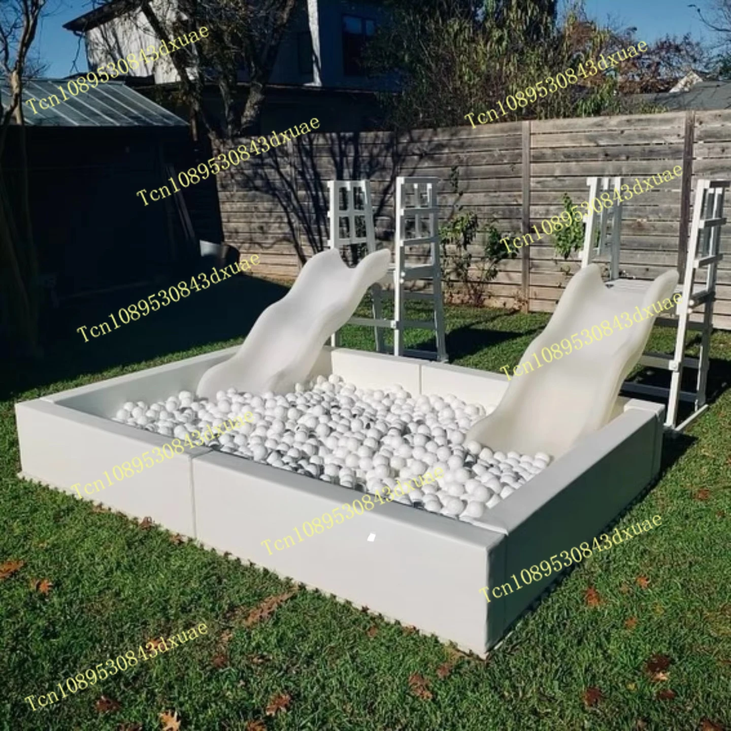 All white wholesale children's indoor play area soft playground dry white pit ball pool party ball pool double slide
