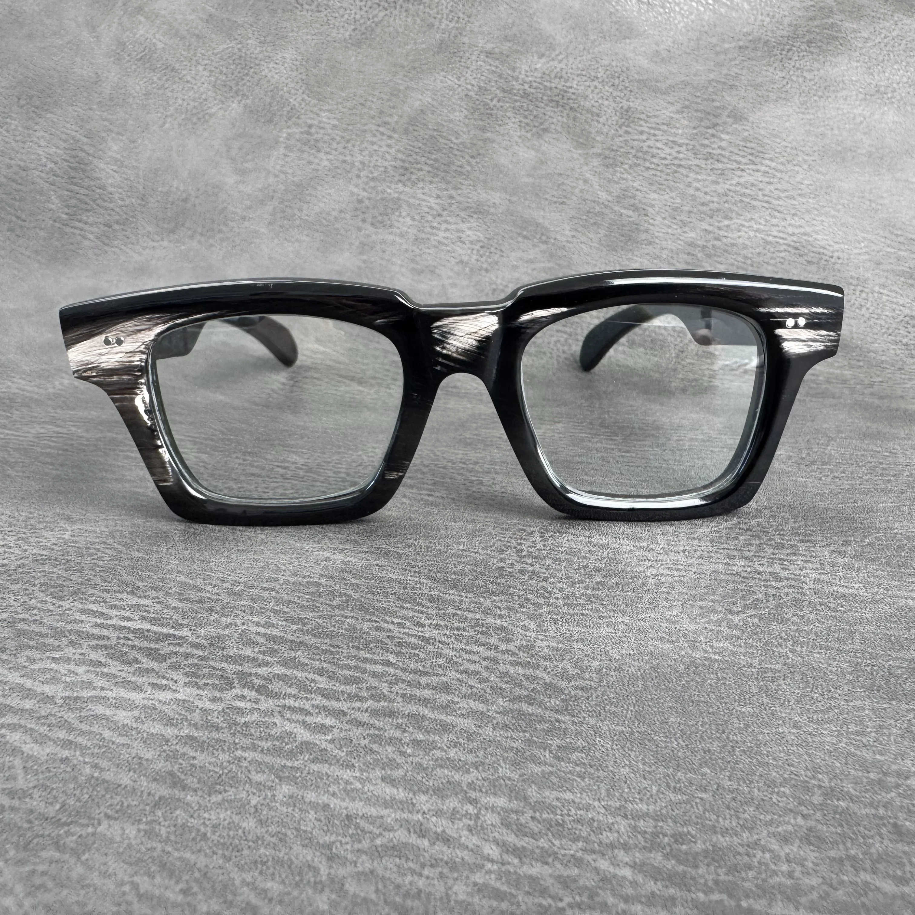 Eeyglass Frames Square Thick Vintage Stripes Handmade Buffalo Horn Prescription Eyeglasses Optical Lens Men's Glasses Frames - view 4