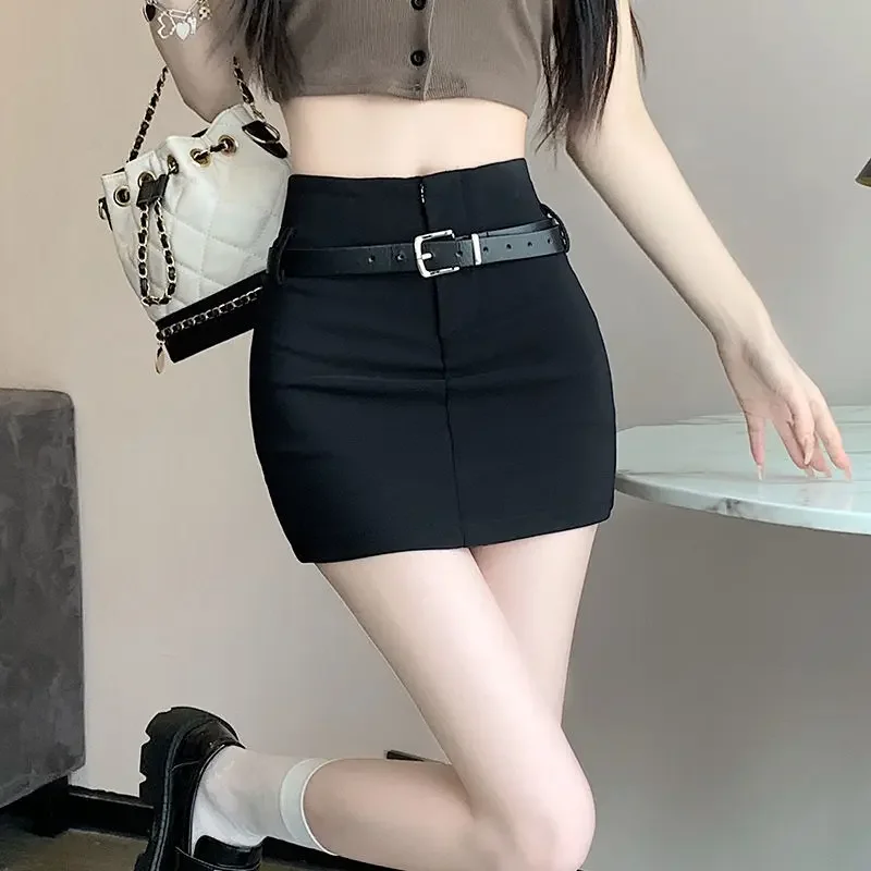 Midi High Waist Skirts For Women Black Woman Skirt Summer Casual Stylish Modest Offer Original Hot V Harajuku Cheap Premium On