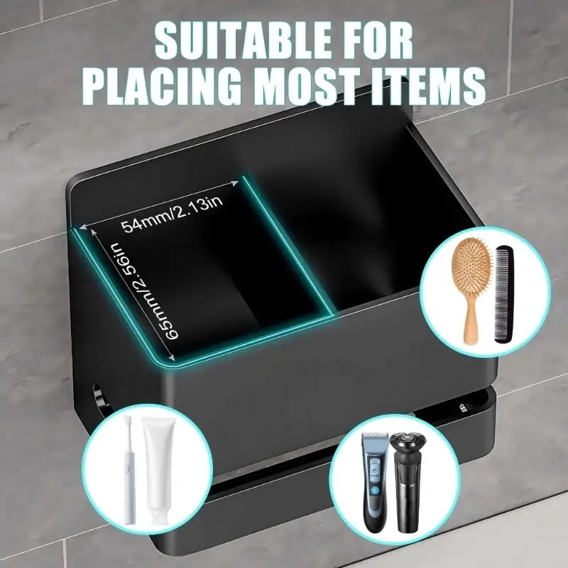 Wall Mounted Washbasin Toothbrush Holder Box Bathroom Razors Hair Comb Organizers Storage Rack Easy to Installation 
