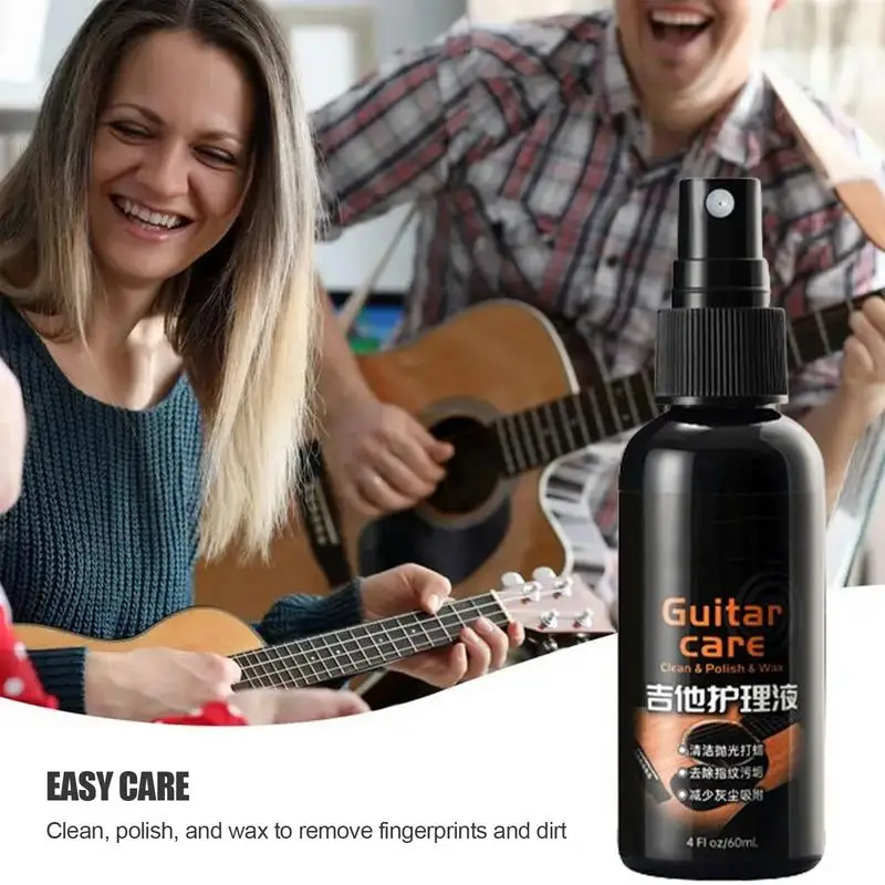 Acoustic Guitar Cleaner 60ml Guitar String Cleaner Spray Musical Instrument Polishing Cleaner Natural Refined Oil Protect String