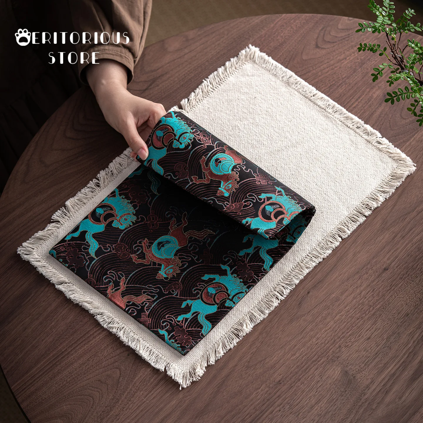 

Brocade Zen Tea Mat Chinese Heat Insulation Coasters Large Tea Towel Flag Room Table Mat Placemat Cup Tea Ceremony Accessories
