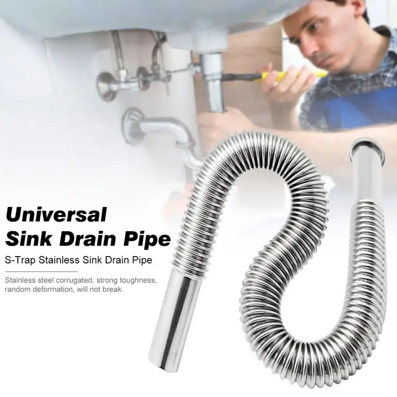 

cm Stainless Steel Siphon Flexible Hose Sink Drain Sinks Bathroom Kitchen Basin Water Tube Pipe