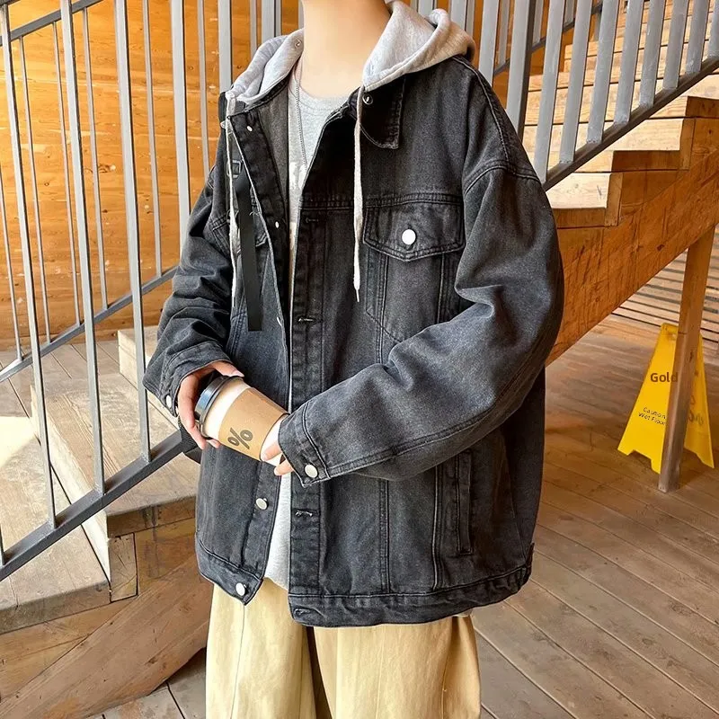 جايت دينم رائع للرجال مع غطاء محرك السيارة كاجوال Sli النسخة الكورية فضفاضة تناسب الخريف جديد Sle ملابس خارجية ماركة Faionable