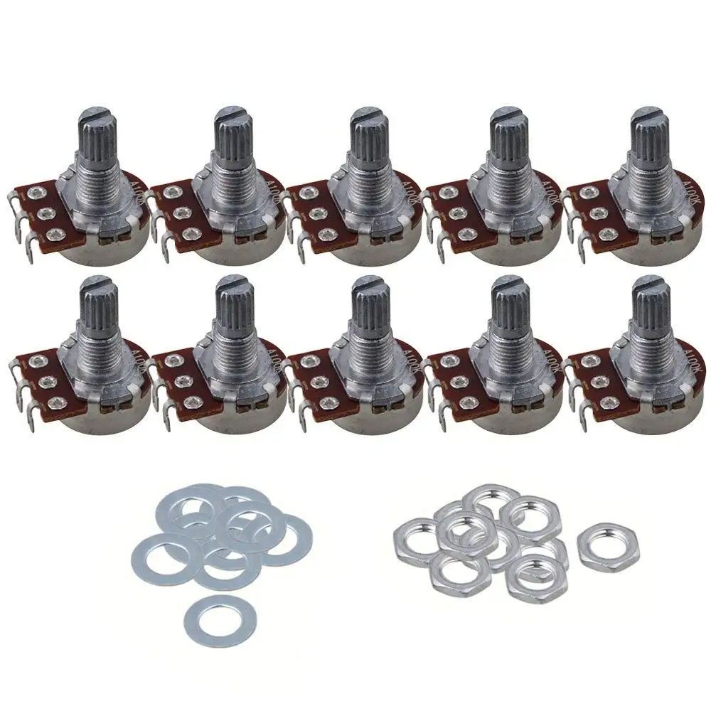 10pcs 16mm Base A100k 15mm Shaft Electric Guitar Tone Potentiometer