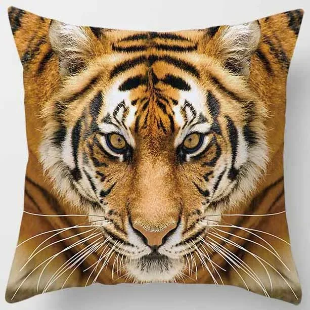 Home Decor Wild Animals: Tigers & Lions & Leopards Cushions Pattern Cushion Cover Suitable for Sofa Bedroom Car Pillow Cover