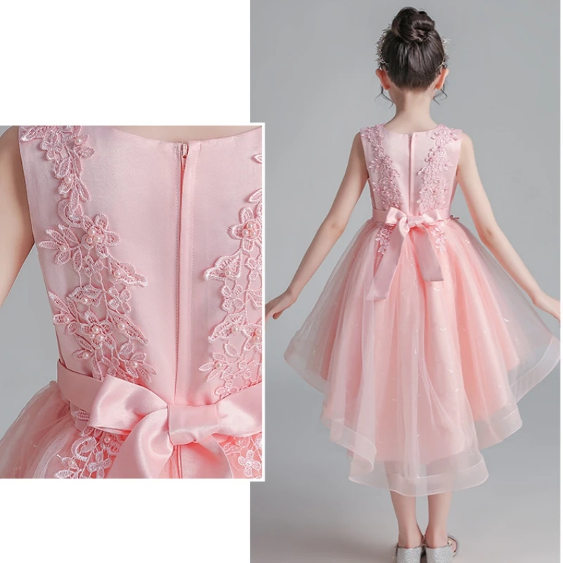 Girls Elegant Party Luxury Princesa Europea Dresses Weddings Christening Prom Garden 3 6 10 12 Years Children Pink Sale Clothing