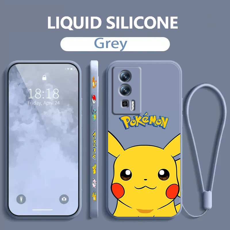 Niedlicher Cartoon p-pikachus p-pokemones flüssiges linkes Seil für xiaomi redmi 13c 12 12c k60 a1 k50 11 k40 10c 10 9a 9at 9t 9c 5g funda