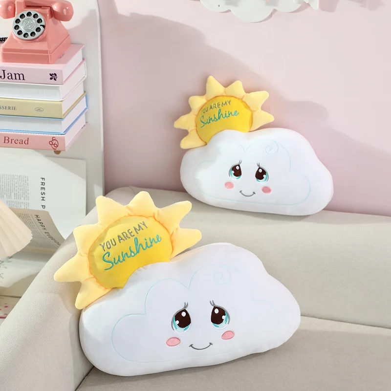 

New Cartoon Sun&Cloud Plush Toys Cotton Stuffed Cozy Throw Pillow Sofa Cushion Lovely Home Decor Sweet Gift To Girlfriend