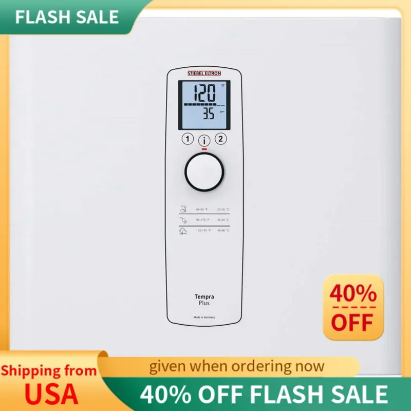 

Stiebel Eltron Tankless Water Heater - Tempra 24 Plus - Electric, On Demand Hot Water, Eco, White, 20.2