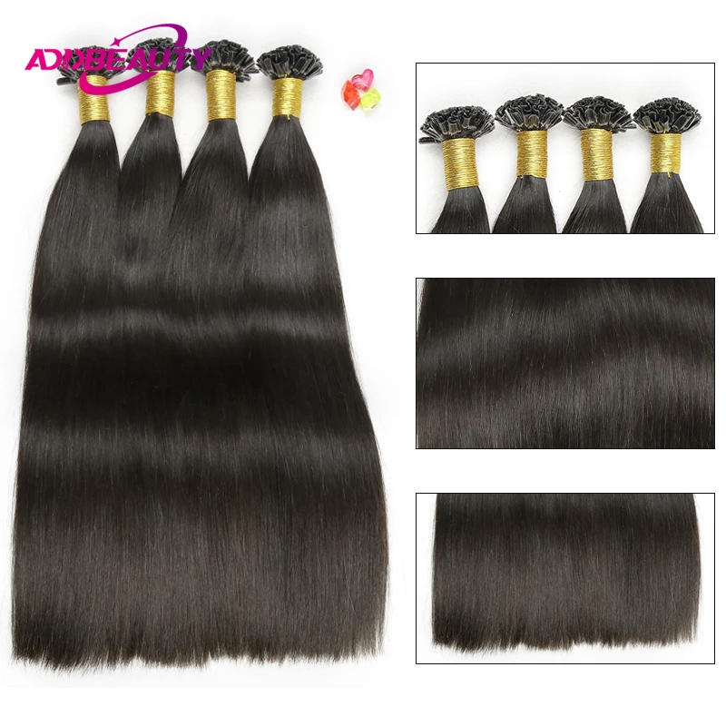 Human Fusion Hair Extensions Addbeauty Straight Nail Tip Human Hair Extensions Brazilian UTip Capsule Keratin Hair Extension 40g